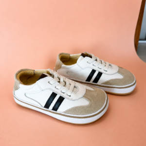 Tênis Infantil Jade em Couro – Branco, Marfim e Preto