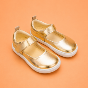 Sapatilha Infantil Nina em Couro Metalizado – Ouro