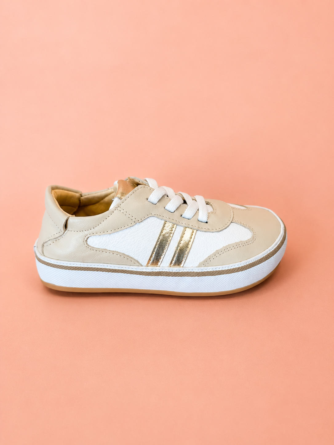 Tênis Infantil Jade em Couro – Branco, Off White e Ouro Velho - Imagem 3